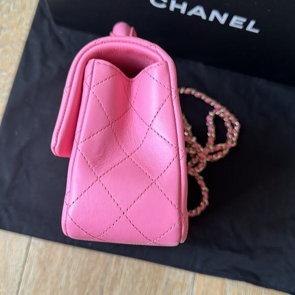 CHANEL 23P Pink Mini Flap Bag Top Handle Gold Hardware - Picture 8 of 11